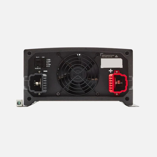 REDARC 1200W 12V Pure Sine Wave Inverter rear view showing cooling fan and DC terminals