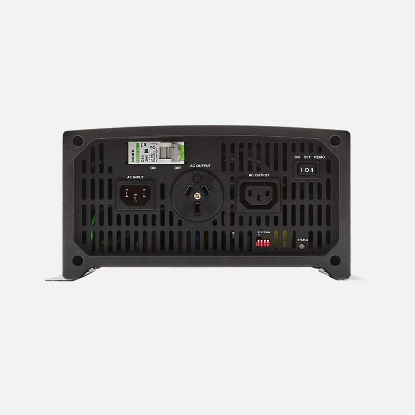 REDARC 1200W 12V Pure Sine Wave Inverter front panel showing AC input output and controls