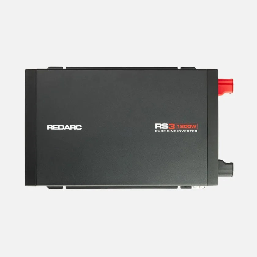 REDARC RS3 1200W 12V Pure Sine Wave Inverter top view with branding