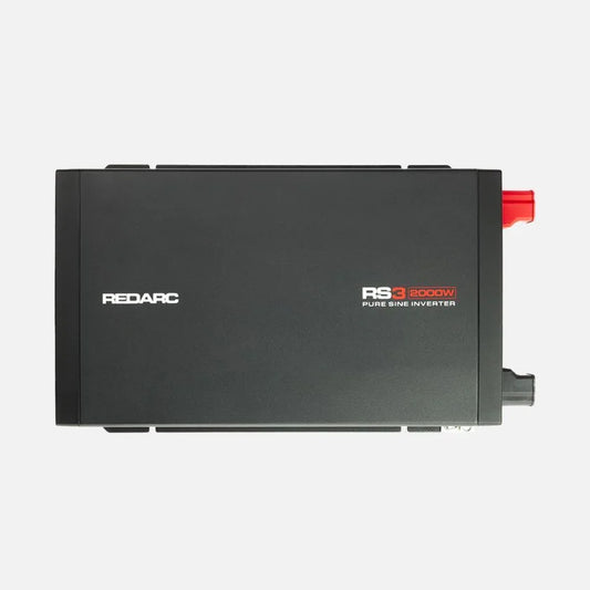 REDARC RS3 2000W pure sine wave inverter top view black housing with RS3 2000W branding