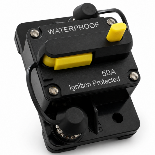 50A waterproof DC circuit breaker for 12V to 48V electrical systems