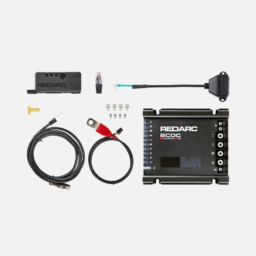 REDARC Alpha50 R DC-DC charger terminal connection ports for battery and solar wiring
